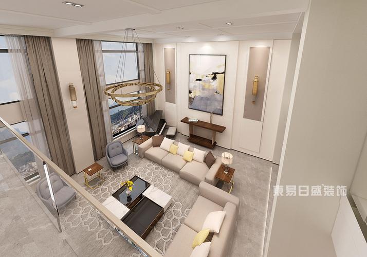 320平米复式现代轻奢客厅装修设计效果图效果图
