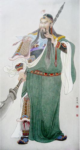 工笔人物画《关羽》179cm x 91cm