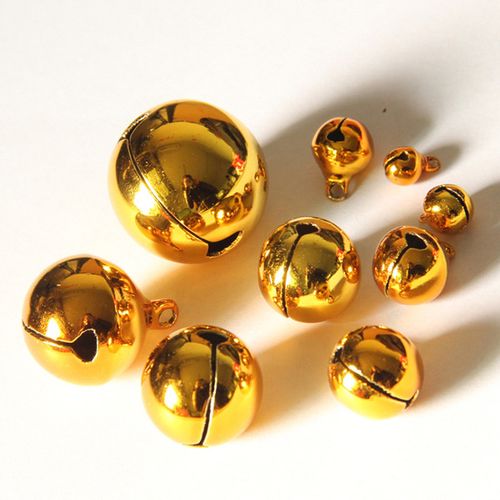 真空电镀环保金色铜铃铛 一字开口铜铃铛 铜质金属铃铛配件批发