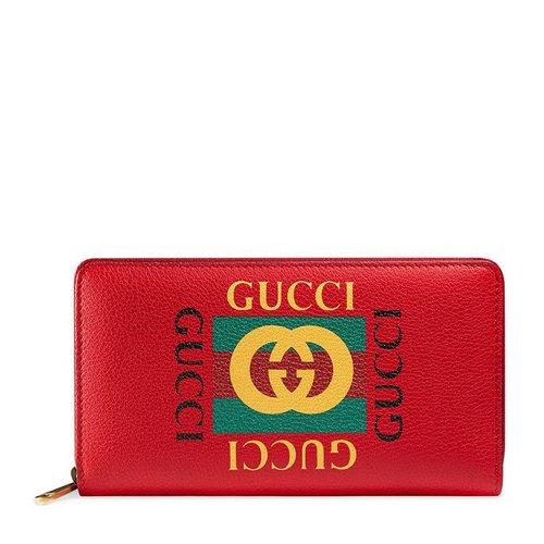 guccilogo标志,gucci标志logo图片 【包税】gucci 古驰 女士红色小牛皮logo标识时尚长款拉链钱包