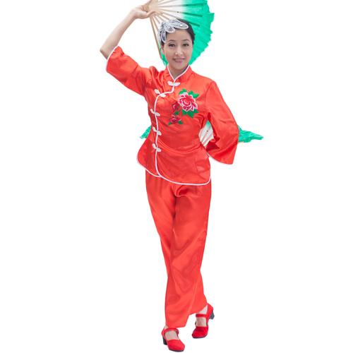古典舞蹈服装演出服女开门红舞蹈服中老年广场舞扇子