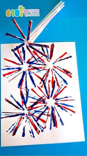 儿童新年diy 吸管画烟花_快乐涂鸦_巧巧手幼儿手工网