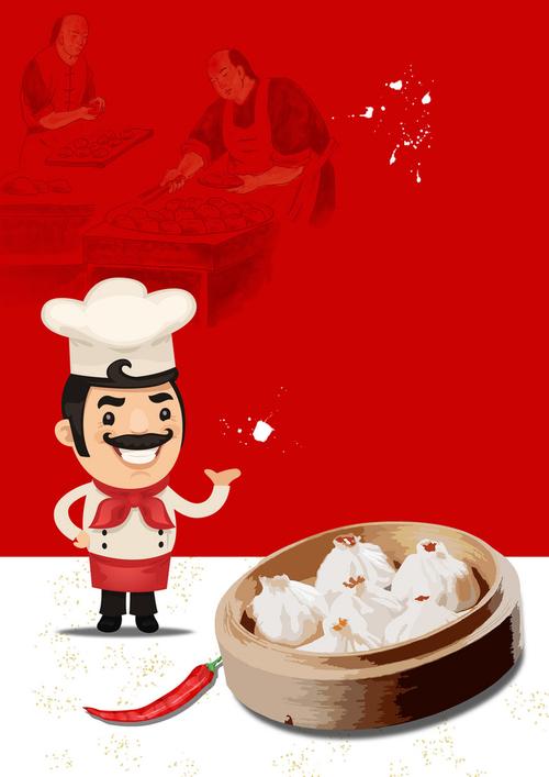 关键词 : 包子,卡通,海报,红色,美食,背景,矢量,美味