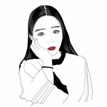 手绘霸气头像女生头像黑白图片