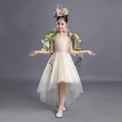 儿童走秀服装女童时尚个性礼服造型演出服生日派对前短后长礼服夏
