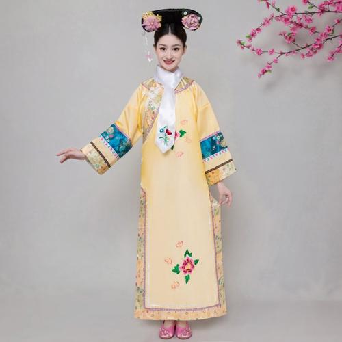 新款清朝古装女还珠格格旗服公主宫女皇后甄传服饰旗袍大码宫廷