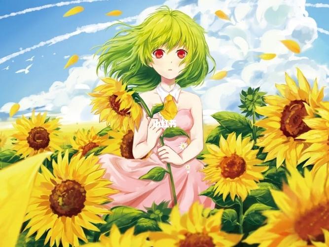 二次元向日葵女孩_动漫_向日葵_素材_素材其他