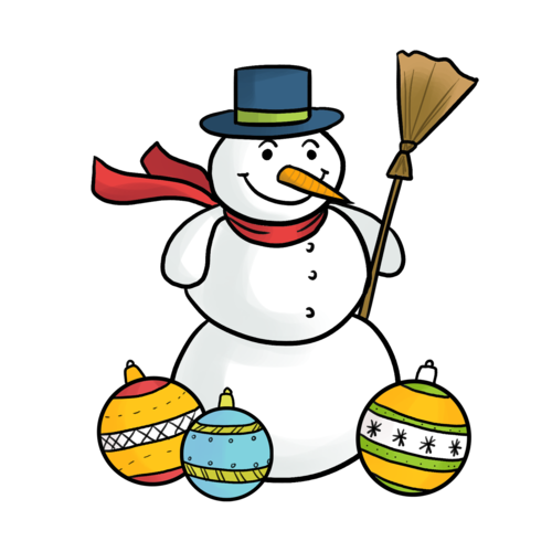 圣诞节雪人雪球插画图片