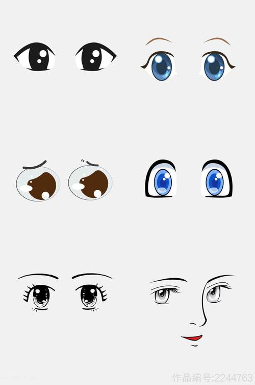 卡通五官大眼睛表情包免抠素材