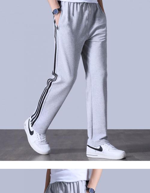 三条白杠运动裤男秋冬款运动裤男秋冬季宽松直筒中学生加绒加厚休闲