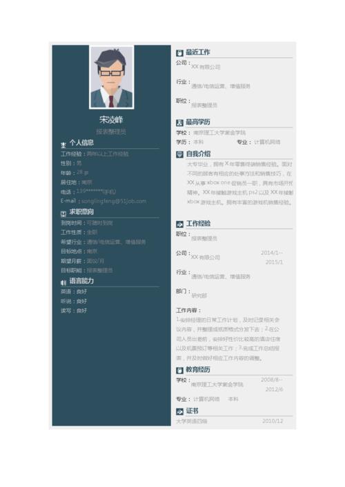 报表整理员求职个人简历求职简历大学生优秀简历模板.doc