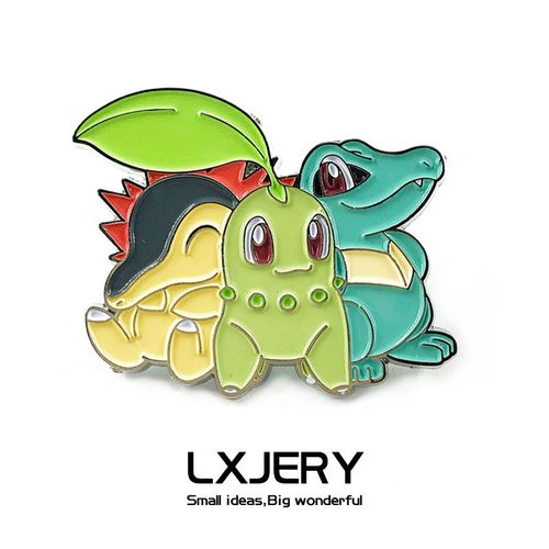 lxjery 宠物小精灵口袋妖怪胸针 小锯鳄火球鼠菊草叶