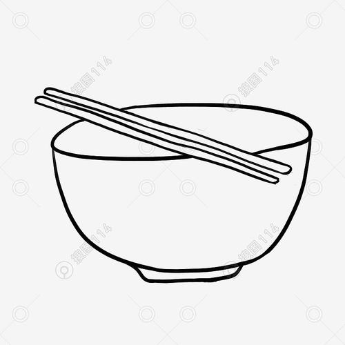 标签:碗筷子餐具黑白线条简笔画手绘