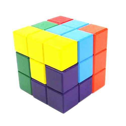 木制魔方俄罗斯方块 智力玩具 早教益智玩具 拼插构建组合积木
