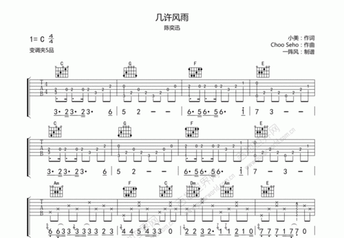 几许风雨吉他谱_陈奕迅_c调弹唱 - 吉他世界网