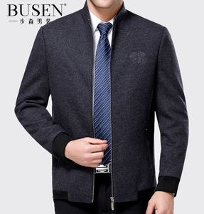 步森冬装男士羊毛呢子夹克外套高档品牌爸爸短款立领羊绒保暖外衣