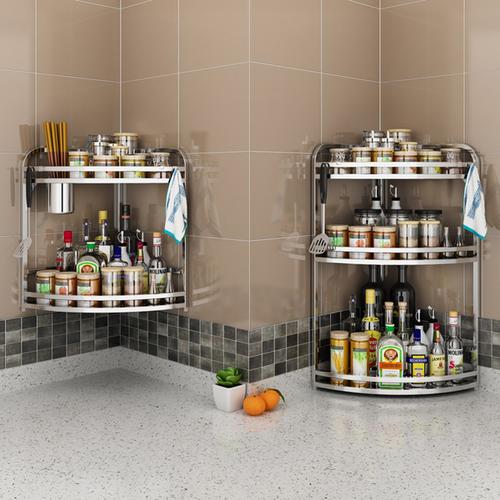 不锈钢转角置物架扇形调料调味架三角架厨房用品收纳神器锅台面上