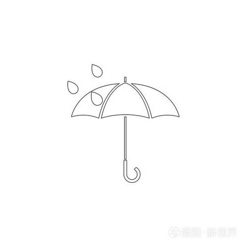 雨伞. 简单的平面矢量图标插图. 轮廓线符号可编辑笔画