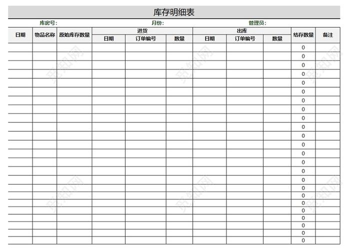 简约版库存管理明细表excel模板