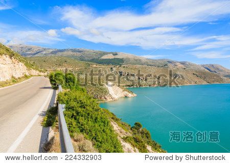 scenic coastal road along a sea on kefalonia island greece