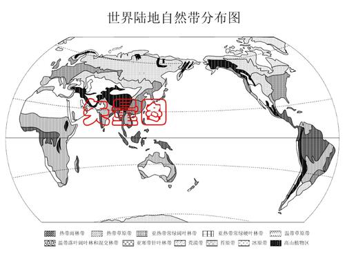 高中地理世界陆地自然带分布图