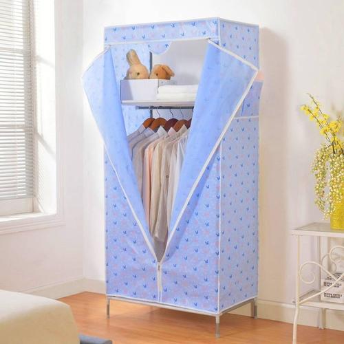 溢彩年华 简易组合衣柜 加粗管衣柜 淋膜防水布衣柜 宜家衣橱 清新