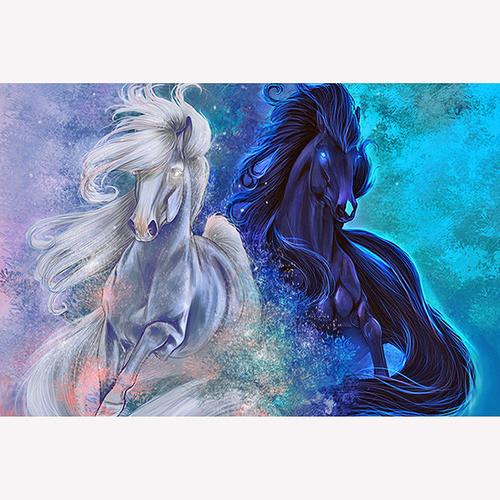 新款两匹马满钻钻石画 贴钻十字绣 客厅卧室小幅挂画 工厂批发