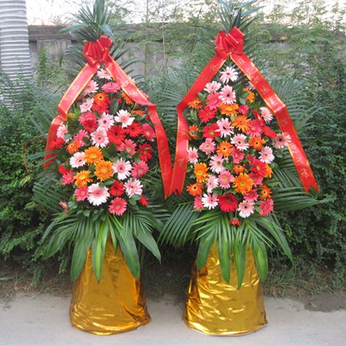 一对高档精美开业花篮预定同城鲜花速递福州店面开业庆典祝贺花篮