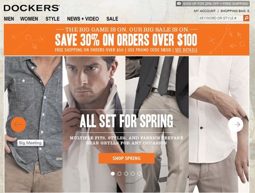 dockers 美国官网 订单满$100额外7折(折合工装裤$25)