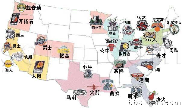 nba球队分布图