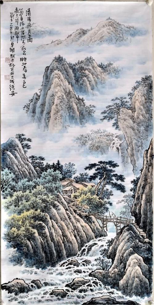 韩朝伟品牌【字画定制专家】--画家卓朝斌国画山水《》