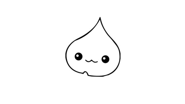 然后画出水滴的眼睛和嘴巴接下来画出水滴的身体和小翅膀最后涂上