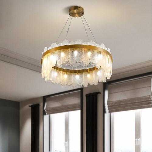 优丽美家现代简约轻奢彩色玻璃片吊灯水晶灯北欧大气卧室客厅餐厅创意