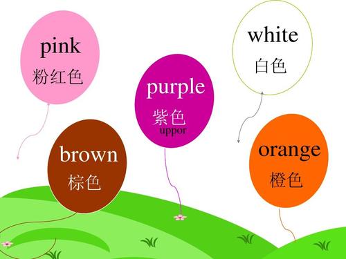 pink 粉红色 white purple 紫色 uppor 白色 brown 棕色 orange 橙色