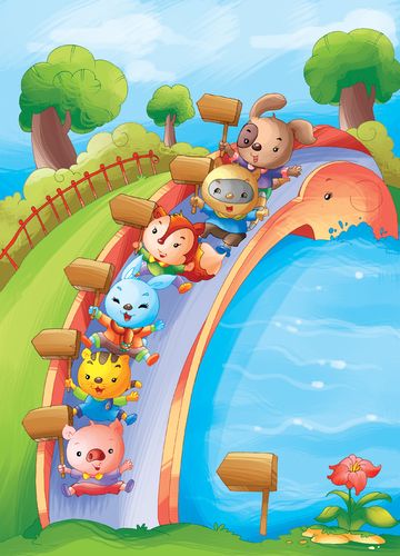 小动物,溪边赶,大家一起来排队.