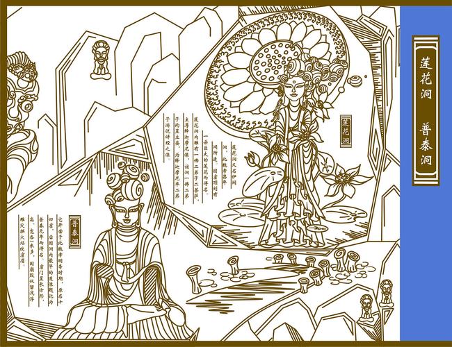 龙门石窟全景图形创意,线描图形|插画|商业插画|fgjw - 原创作品