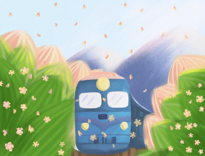 开往春天的小火车|插画|创作习作|哦了猪 - 原创作品 - 站酷 (zcool)