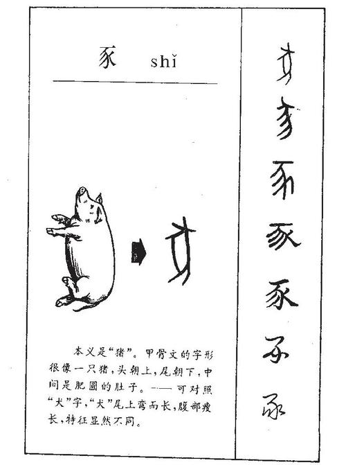 data-ctrid="scpbz9jyfdvg">此字始见于商代甲骨文,本义是猪