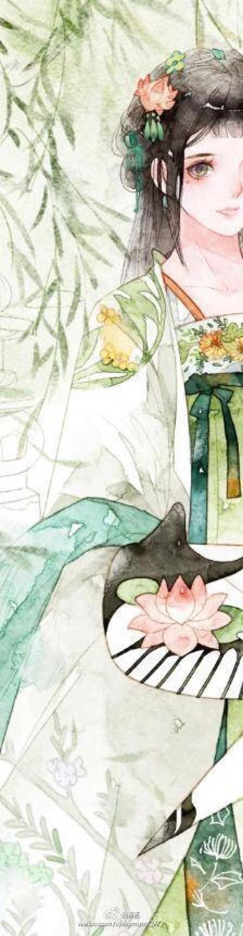 古风 少女 清新 绿衣