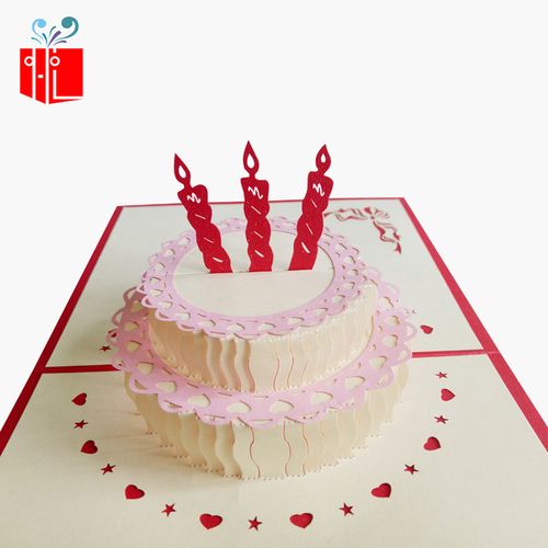 立体贺卡 生日蛋糕 创意生日贺卡 手工卡片 定制批发2018热销产品