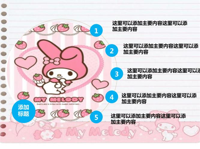 ppt经典模板可爱美乐蒂卡通清背景ppt模板ppt31页