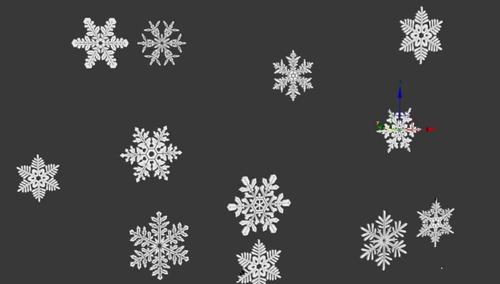 3d雪花纷飞 雪花晶体 雪花模型 10个雪花模型 3dmax,c4d,obj,fbx