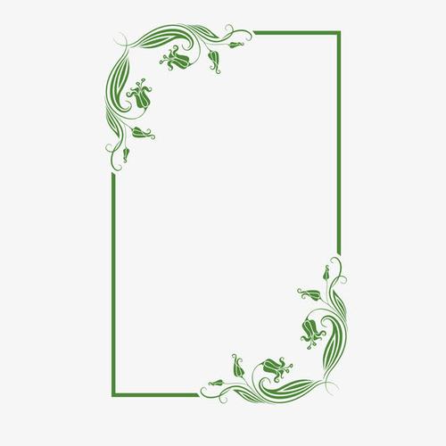 矢量绿色对角花边欧式竖边框