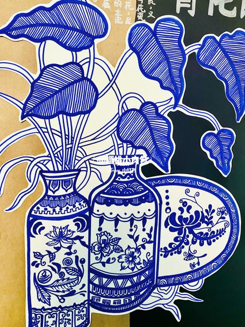 创意美术 儿童画 青花瓷_青花瓷_儿童画_创意美术_瓷器_人文_绘画