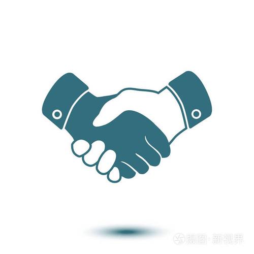 握手标志图标. 成功的商业象征. 平面设计风格.