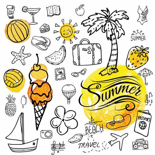 10个eps矢量图手绘风格夏季旅游元素设计素材2016020470淘宝网