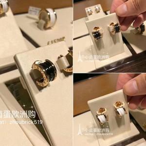 视频代购bvlgari/宝格丽 18k玫瑰金 黑/白陶瓷 耳环 耳坠 耳钉