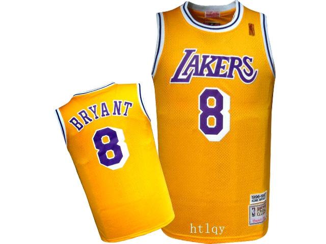 1996-1997湖人队8号 科比lakers复古球衣刺绣黄色