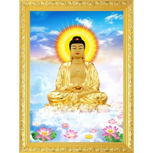 大小款 释迦牟尼佛 如来佛 佛像 画像 挂像丝绢挂画贴画 可带木框