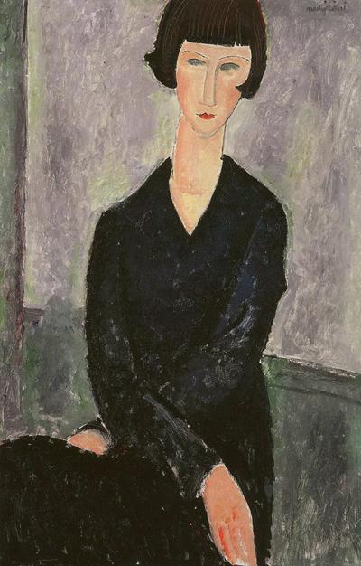 巴黎画派modigliani莫迪迪利安尼油画礼服女人名画油画